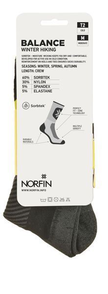 Шкарпетки Norfin T2M BALANCE WINTER HIKING CREW (60% Sorbtek, 30% Ny, 5% спандекс, 5% эласт.) р.M 304725-02M 304725-02M фото